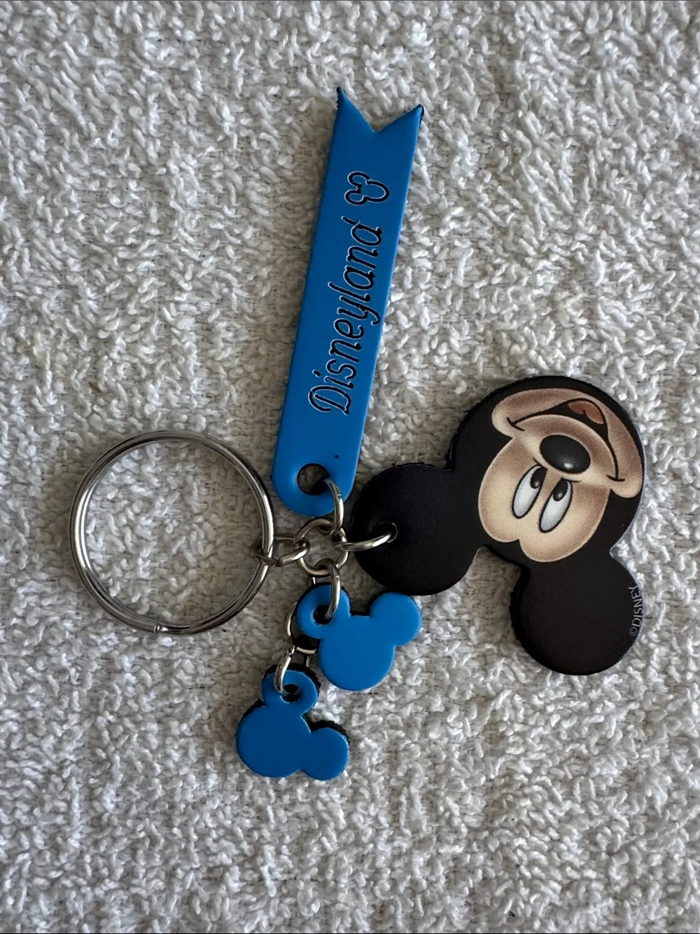 Disney Mickey Mouse Black and Blue Disneyland Leather Keychain Bag Charm